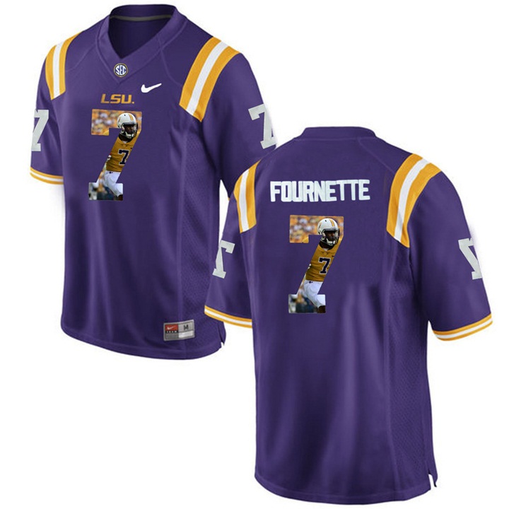 LSU Tigers Leonard Fournette Purple Printing Player Portrait Football Jersey