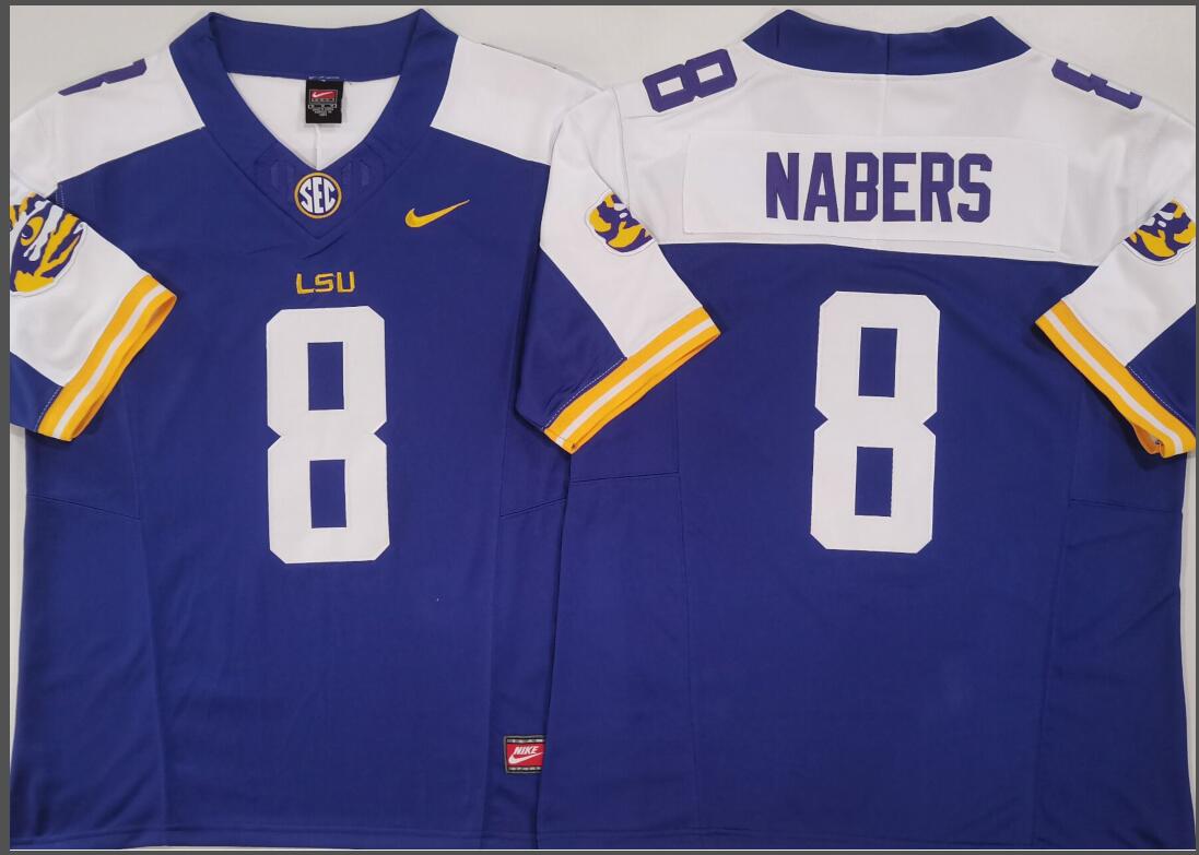 LSU Tigers Purple #8 NABERS Jersey
