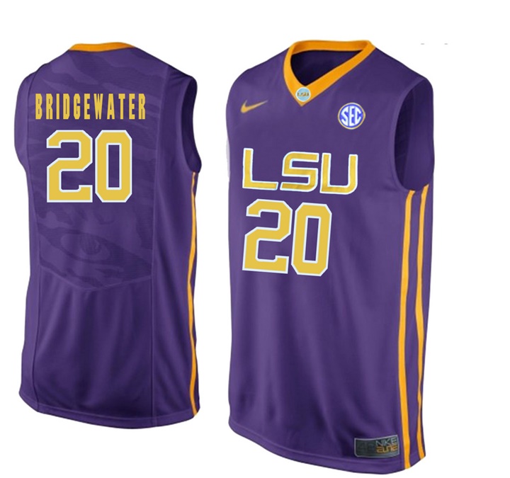 LSU Tigers Purple Brian Bridgewater NCAA Basketball Jersey