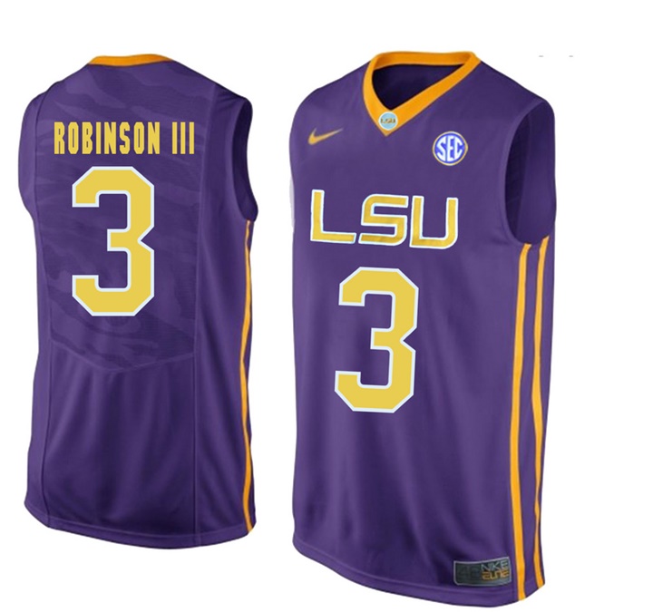 LSU Tigers Purple Elbert Robinson III NCAA Basketball Jersey