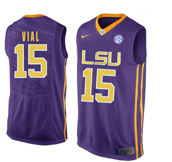 LSU Tigers Purple Reed Vial NCAA Basketball Jersey