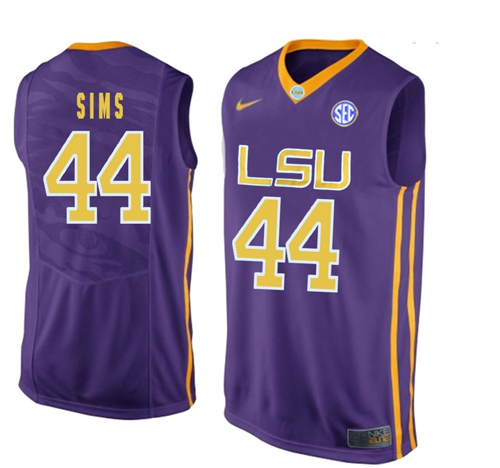 LSU Tigers Purple Wayde Sims NCAA Basketball Jersey