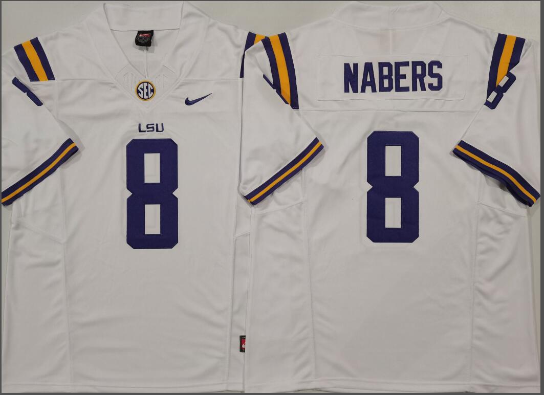 LSU Tigers White #8 NABERS Jersey
