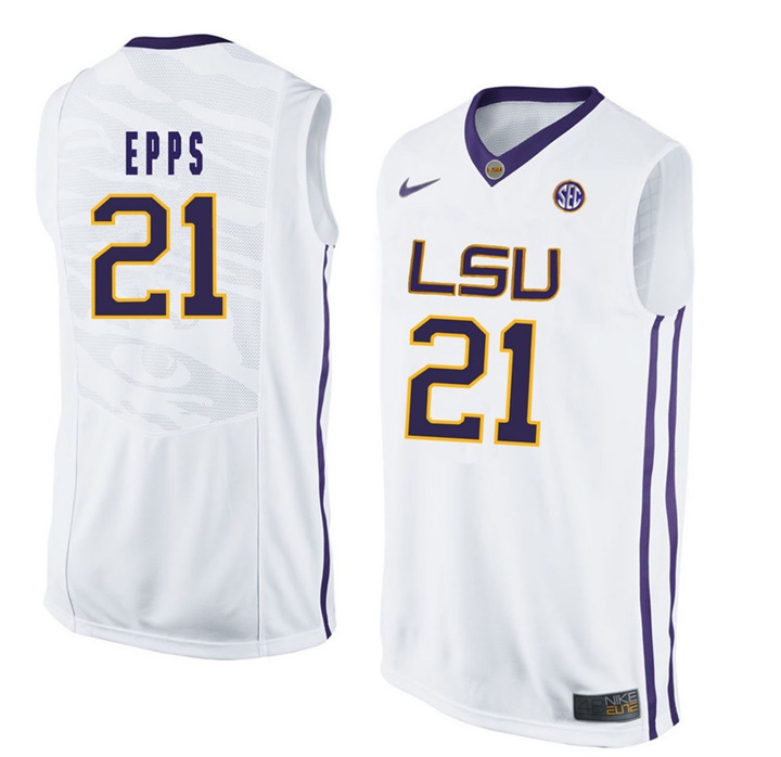 LSU Tigers White Aaron Epps NCAA Basketball Jersey
