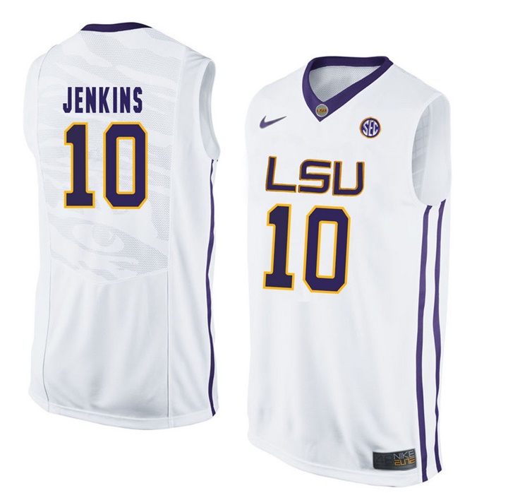 LSU Tigers White Branden Jenkins NCAA Basketball Jersey
