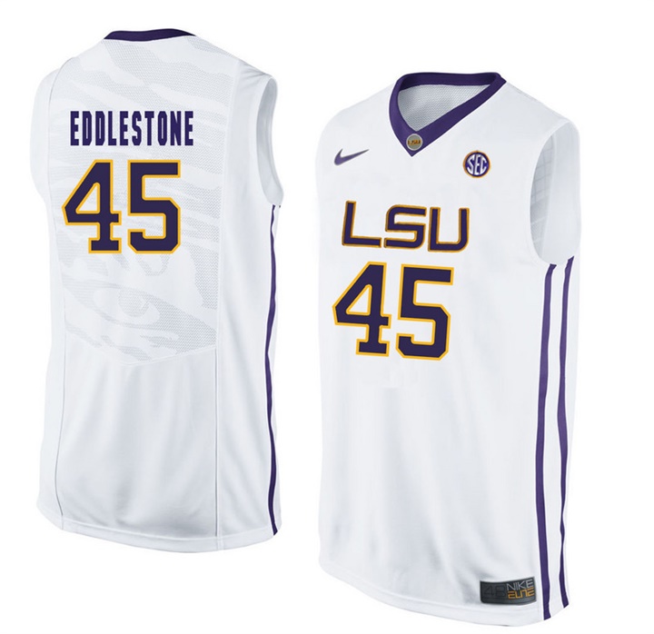 LSU Tigers White Brandon Eddlestone NCAA Basketball Jersey