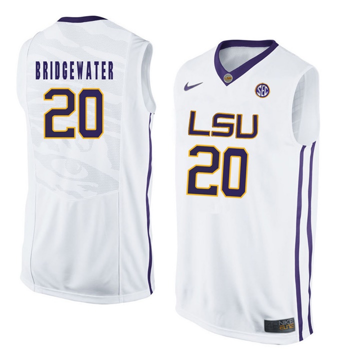LSU Tigers White Brian Bridgewater NCAA Basketball Jersey