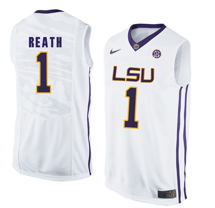 LSU Tigers White Duop Reath NCAA Basketball Jersey