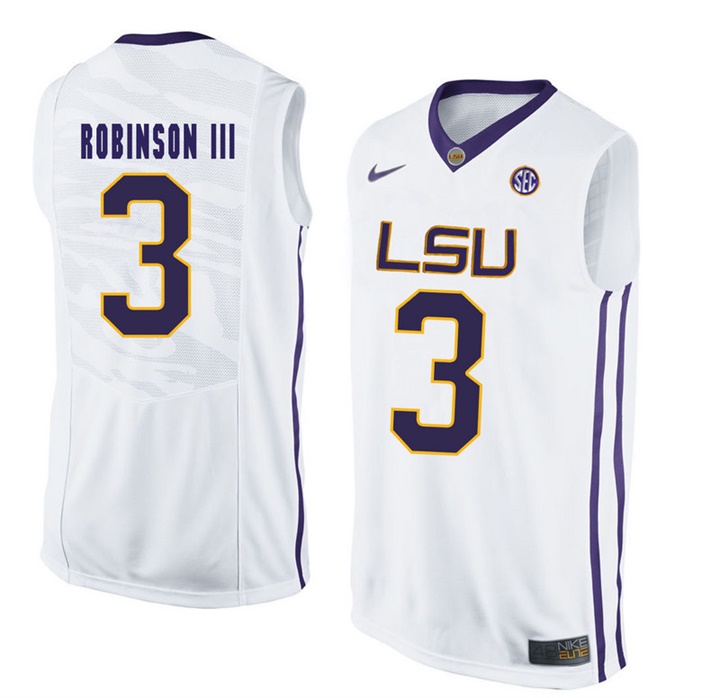 LSU Tigers White Elbert Robinson III NCAA Basketball Jersey