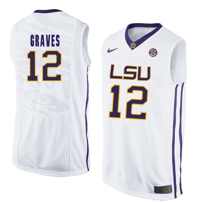 LSU Tigers White Marshall Graves NCAA Basketball Jersey
