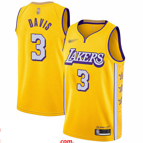 Lakers #3 Anthony Davis Gold Basketball Swingman City Edition 2019 20 Jersey