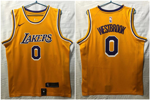 Lakers 0 Russell Westbrook Yellow Nike Swingman Jersey