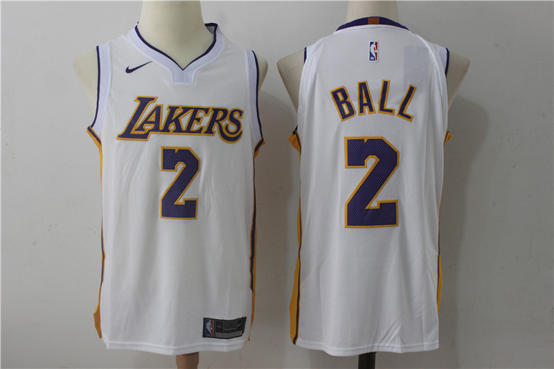 Lakers 2 Lonzo Ball White Nike Jersey