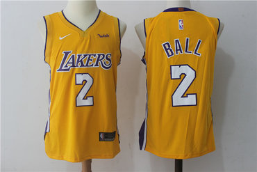 Lakers 2 Lonzo Ball Yellow Nike Jersey