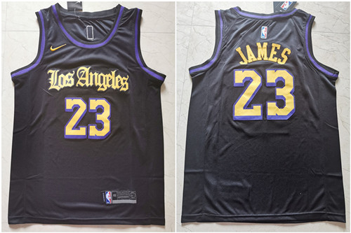 Lakers 23 Lebron James Black City Edition Nike Swingman Jersey