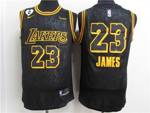 Lakers 23 Lebron James Black Mamba 2 Heart Gigi Patch Nike Swingman Jersey
