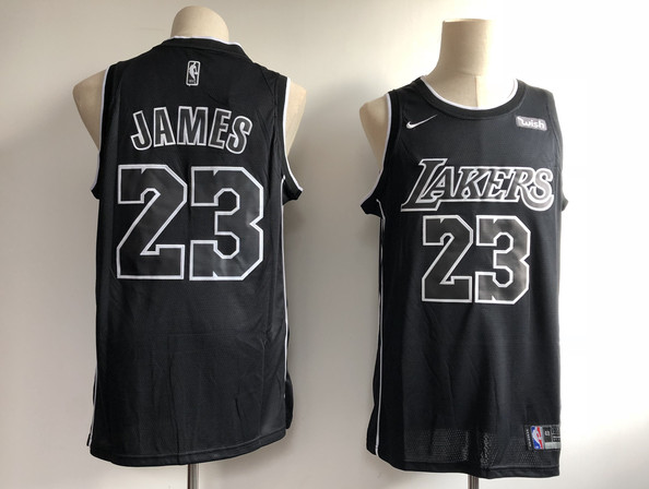 Lakers 23 Lebron James Black Nike Swingman Jersey