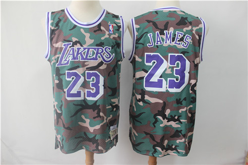 Lakers 23 Lebron James Camo 2018-19 Hardwood Classics Jersey