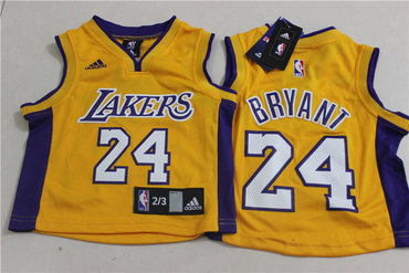 Lakers 24 Kobe Bryant Yellow Toddler Jersey