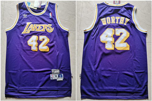 Lakers 42 James Worthy Purple Hardwood Classics Jersey