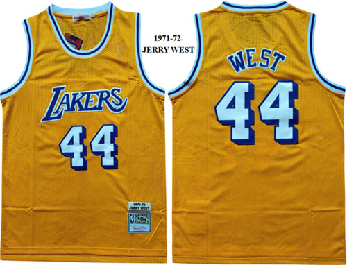 Lakers 44 Jerry West Yellow 1971-72 Hardwood Classics Jersey