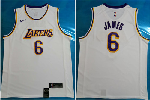 Lakers 6 Lebron James White Nike Swingman Jersey