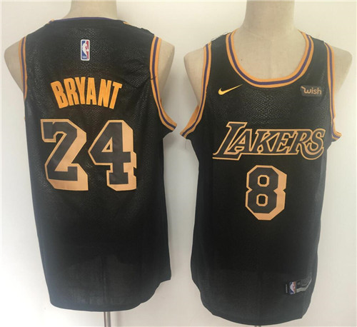 Lakers 8 & 24 Kobe Bryant Black Nike City Edition Swingman Jersey