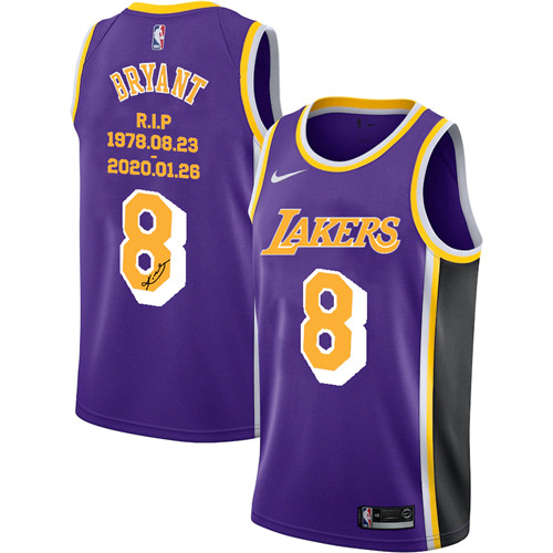 Lakers 8 Kobe Bryant Purple R.I.P Signature Swingman Jersey