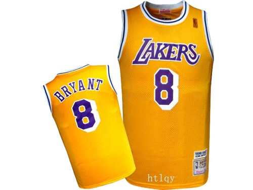 Lakers 8 Kobe Bryant Yellow 1996-97 Hardwood Classics Jersey