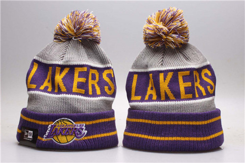 Lakers Purple Chilled Cuffed Pom Knit Hat YP