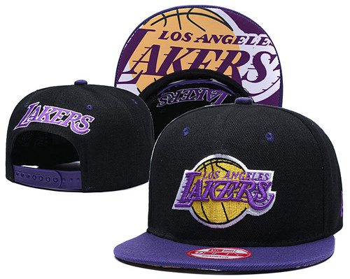 Lakers Team Big Logo Black Purple Adjustable Hat TX