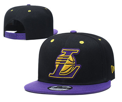 Lakers Team Big Logo Black Purple Adjustable Hat TX