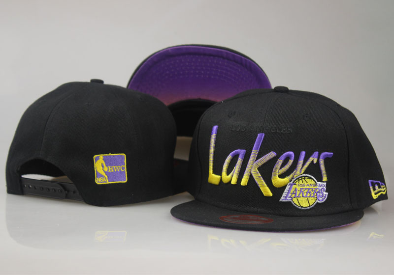 Lakers Team Logo Black Adjustable Hat LT