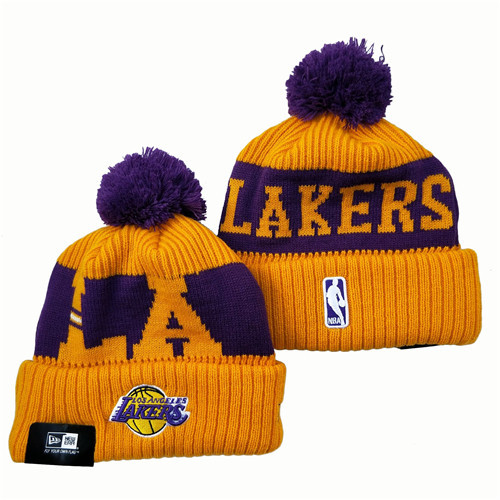 Lakers Team Logo Gold Knit Hat  YD