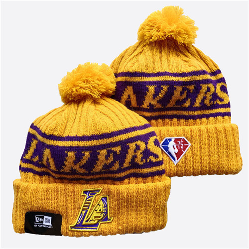 Lakers Team Logo Gold Knit Hat YD
