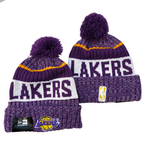 Lakers Team Logo Purple Knit Hat  YD
