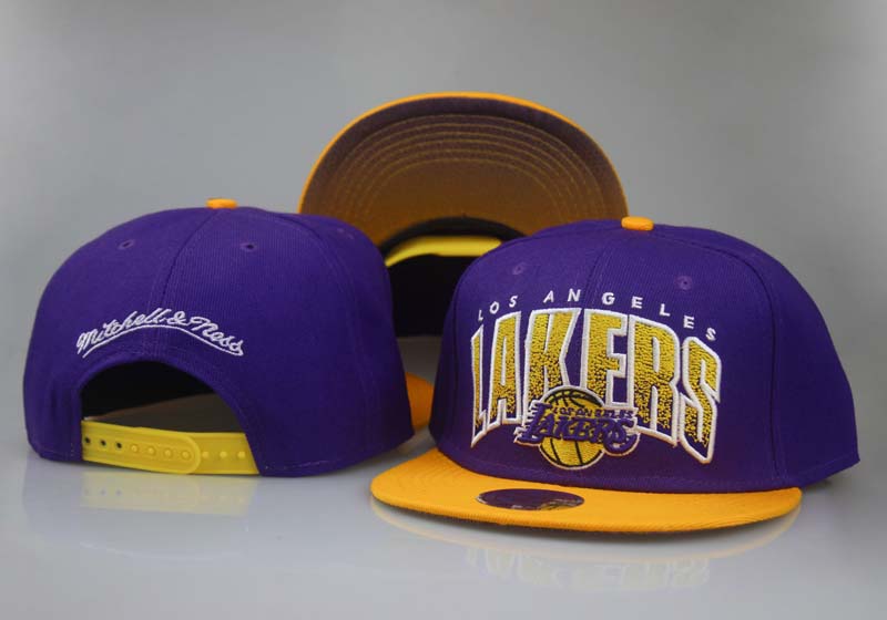 Lakers Team Logo Purple Mitchell & Ness Adjustable Hat LT