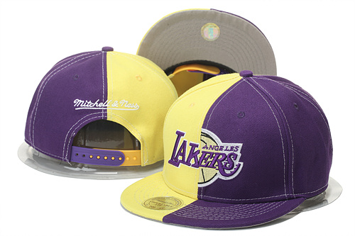 Lakers Team Logo Purple Yellow Adjustable Hat GS