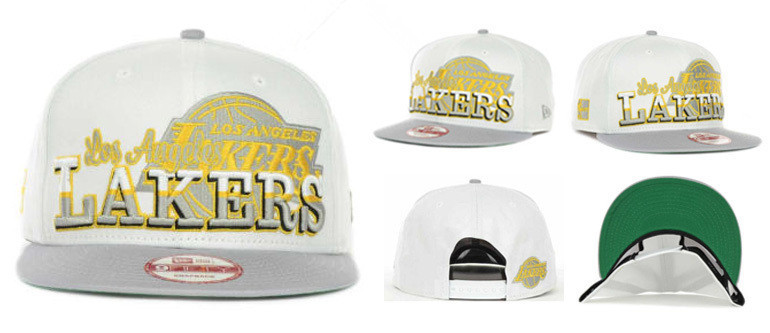 Lakers Team Logo White Adjustable Hat LT