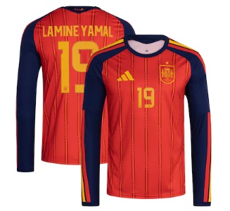 Lamine Yamal Spain National Team adidas 2026 Home Replica Long Sleeve Jersey - Red