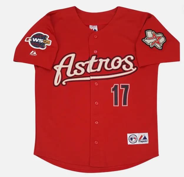 Lance Berkman Houston Astros Alt Brick Red 2005 World Series Men's Jersey S-3XL