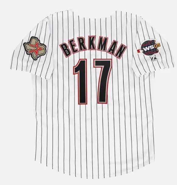 Lance Berkman Houston Astros Home White 2005 World Series Jersey Men's