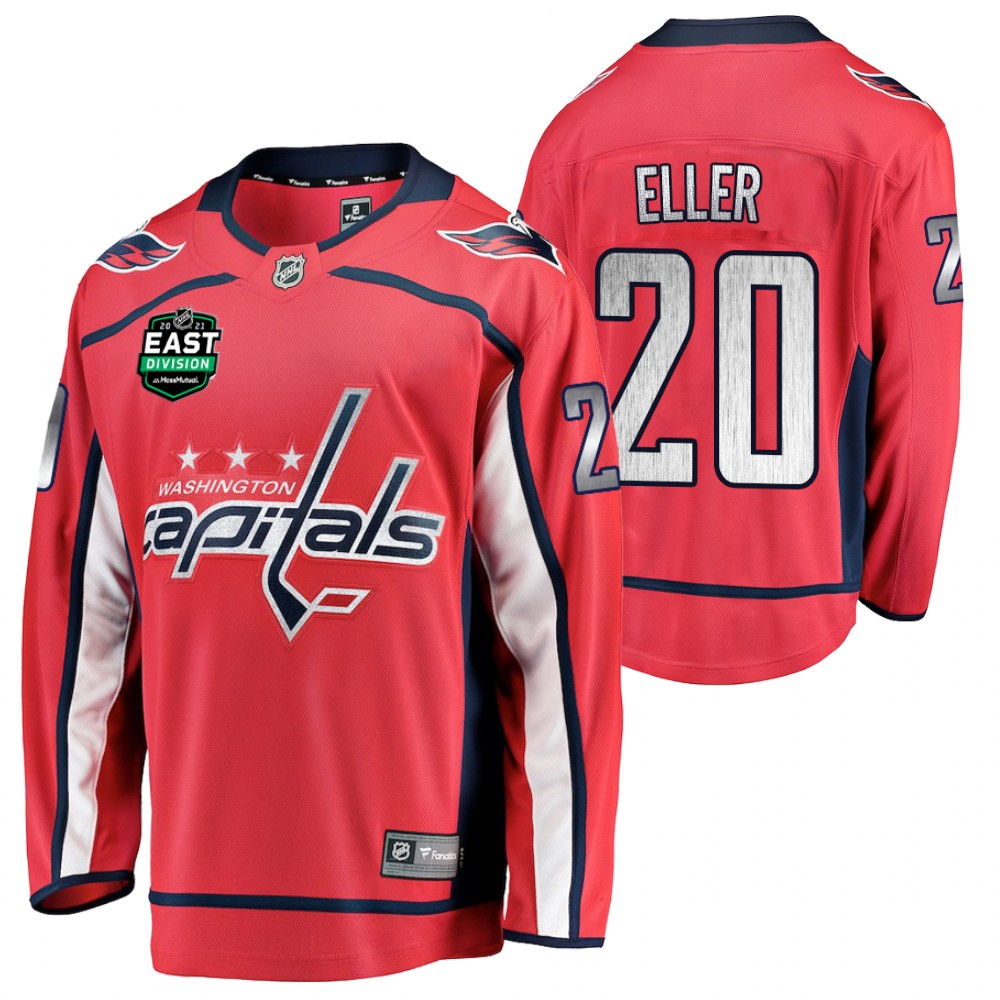 Lars Eller Capitals 2021 East Division Patch Jersey Red Home