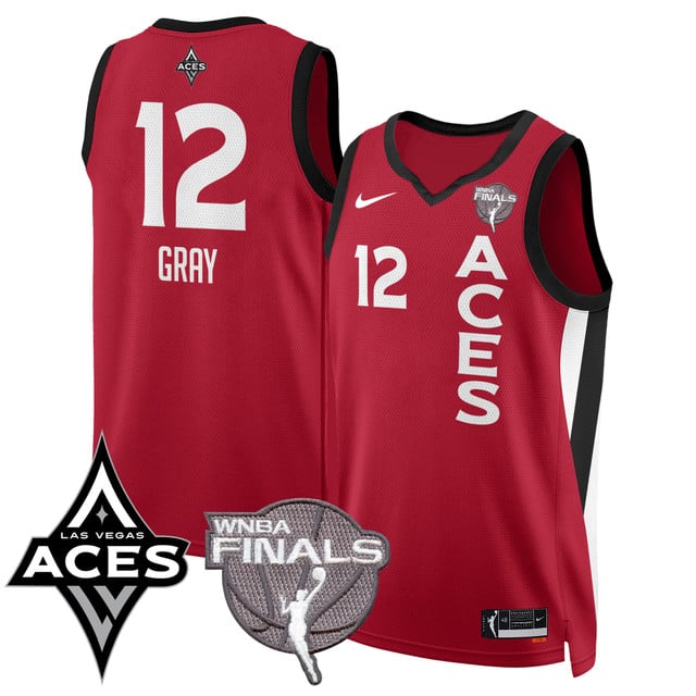 Las Vegas Aces 2025 WNBA Finals Jersey - All Stitched Chelsea  Gray - 12