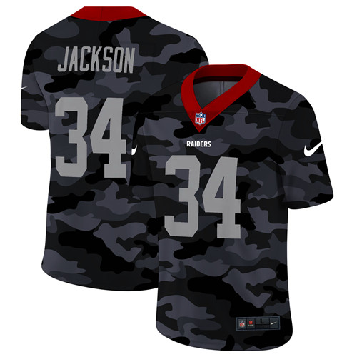 Las Vegas Raiders #34 Bo Jackson Men's Nike 2020 Black CAMO Vapor Untouchable Limited Stitched NFL Jersey