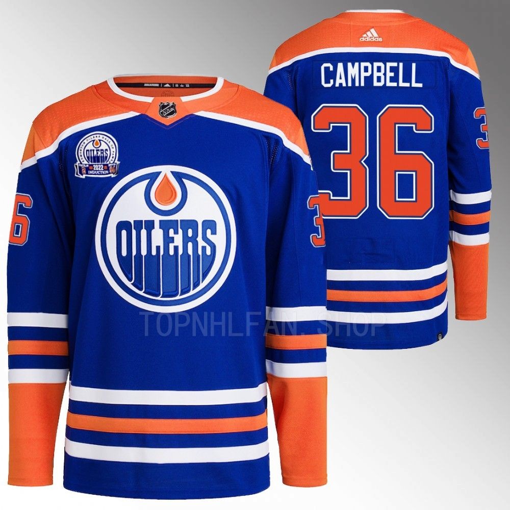 Lee Ryan Hall of Fame patch Edmonton Oilers Jack Campbell 2022 Royal Primegreen Jersey men's