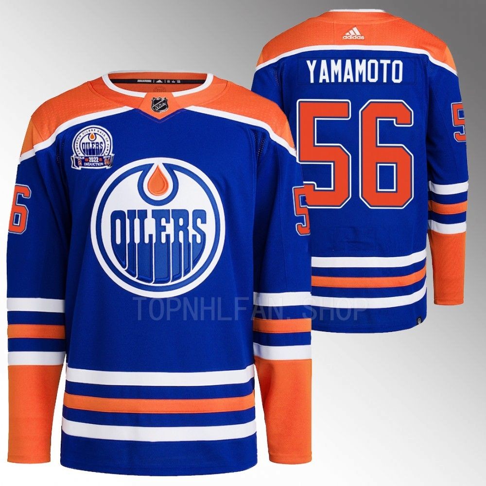 Lee Ryan Hall of Fame patch Edmonton Oilers Kailer Yamamoto 2022 Royal Primegreen Jersey men's