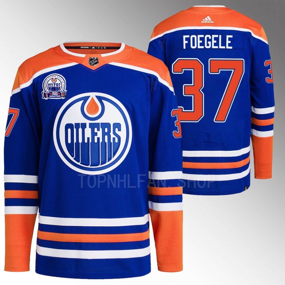 Lee Ryan Hall of Fame patch Edmonton Oilers Warren Foegele 2022 Royal Primegreen Jersey men's