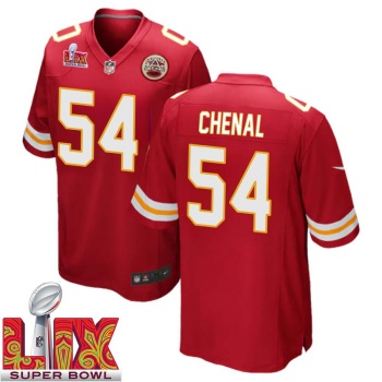 Leo Chenal No 54 Men Super Bowl LIX Kansas City Chiefs Home Game 2025 Jersey- Replica