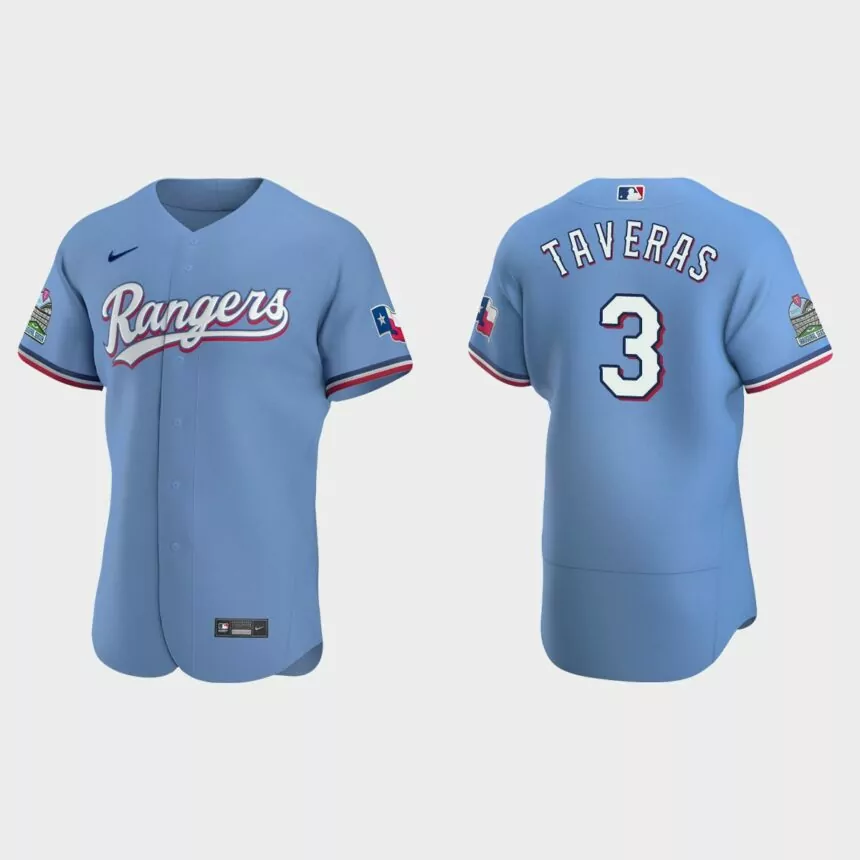 Leody Taveras #3 Texas Rangers Authentic Alternate Jersey – Light Blue